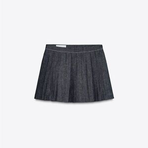 Zara Denim Pleated Culotte Skirt